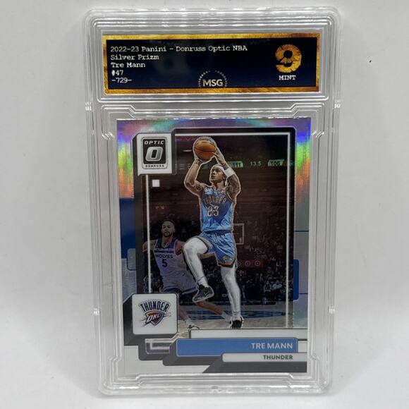 TRE MANN 2022-23 Donruss Optic Silver Prizm Oklahoma City Thunder #47 Graded 9 - Picture 1 of 2